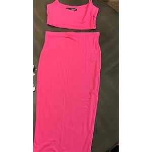Naked Wardrobe Pink Skirt Set